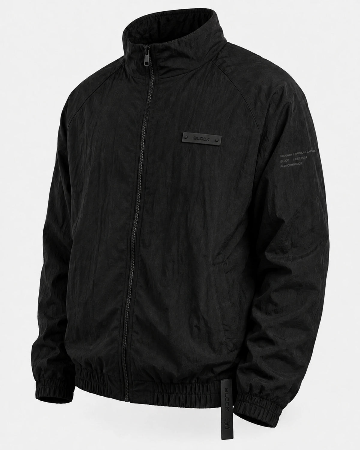 Black — Track Jacket 01 — tonal black chest module